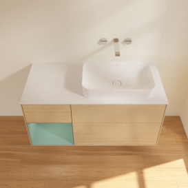 Тумба под раковину Villeroy & Boch Finion 120х50,1 см с подсветкой МДФ шпон дуба/стекло белое матовое F681GMPC