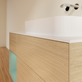 Тумба под раковину Villeroy & Boch Finion 120х50,1 см с подсветкой МДФ шпон дуба/стекло белое матовое F681GMPC