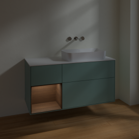 Тумба под раковину Villeroy & Boch Finion 120х50,1 см с подсветкой МДФ оливковый матовый лак/стекло белое матовое F681GNGM