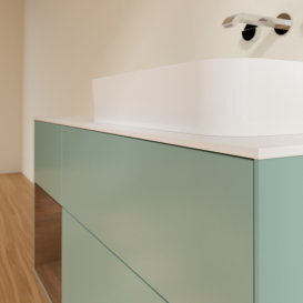 Тумба под раковину Villeroy & Boch Finion 120х50,1 см с подсветкой МДФ оливковый матовый лак/стекло белое матовое F681GNGM