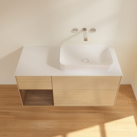 Тумба под раковину Villeroy & Boch Finion 120х50,1 см с подсветкой МДФ шпон дуба/стекло белое матовое  F681GNPC