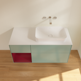 Тумба под раковину Villeroy & Boch Finion 120х50,1 см с подсветкой МДФ оливковый матовый лак/стекло белое матовое F681HBGM