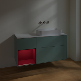 Тумба под раковину Villeroy & Boch Finion 120х50,1 см с подсветкой МДФ оливковый матовый лак/стекло белое матовое F681HBGM