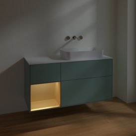 Тумба под раковину Villeroy & Boch Finion 120х50,1 см с подсветкой МДФ оливковый матовый лак/стекло белое матовое F681HFGM