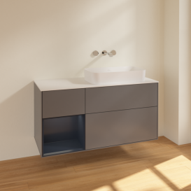 Тумба под раковину Villeroy & Boch Finion 120х50,1 см с подсветкой МДФ антрацит матовый лак/стекло белое матовое F681HGGK
