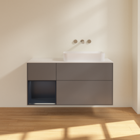 Тумба под раковину Villeroy & Boch Finion 120х50,1 см с подсветкой МДФ антрацит матовый лак/стекло белое матовое F681HGGK