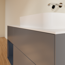 Тумба под раковину Villeroy & Boch Finion 120х50,1 см с подсветкой МДФ антрацит матовый лак/стекло белое матовое F681HGGK