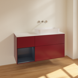 Тумба под раковину Villeroy & Boch Finion 120х50,1 см с подсветкой МДФ пион матовый лак/стекло белое матовое F681HGHB