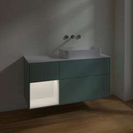 Тумба под раковину Villeroy & Boch Finion 120х50,1 см с подсветкой МДФ оливковый матовый лак/стекло белое матовое F681MTGM