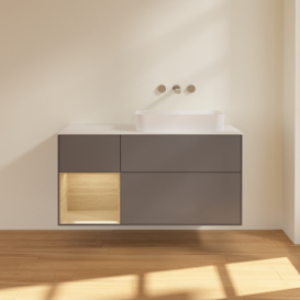 Тумба под раковину Villeroy & Boch Finion 120х50,1 см с подсветкой МДФ антрацит матовый лак/стекло белое матовое F681PCGK