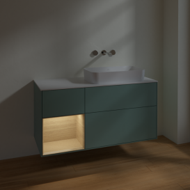 Тумба под раковину Villeroy & Boch Finion 120х50,1 см с подсветкой МДФ оливковый матовый лак/стекло белое матовое F681PCGM