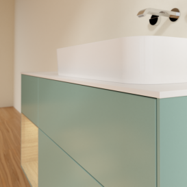 Тумба под раковину Villeroy & Boch Finion 120х50,1 см с подсветкой МДФ оливковый матовый лак/стекло белое матовое F681PCGM