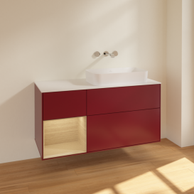 Тумба под раковину Villeroy & Boch Finion 120х50,1 см с подсветкой МДФ пион матовый лак/стекло белое матовое F681PCHB