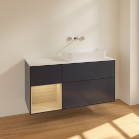 Тумба под раковину Villeroy & Boch Finion 120х50,1 см с подсветкой МДФ темно-синий матовый лак/стекло белое матовое F681PCHG