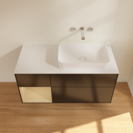 Тумба под раковину Villeroy & Boch Finion 120х50,1 см с подсветкой МДФ черный матовый лак/стекло белое матовое F681PCPD