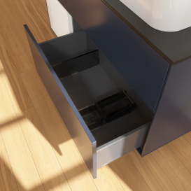 Тумба под раковину Villeroy & Boch Finion 120х50,1 см с подсветкой МДФ темно-синий матовый лак/стекло черное матовое F682GFHG