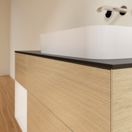 Тумба під раковину Villeroy & Boch Finion 120х50,1 см із підсвічуванням МДФ шпон дуба/скло чорне матове F682GFPC