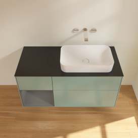 Тумба под раковину Villeroy & Boch Finion 120х50,1 см с подсветкой МДФ оливковый матовый лак/стекло черное матовое F682GKGM