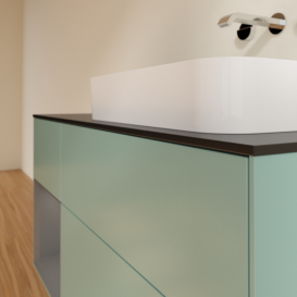 Тумба под раковину Villeroy & Boch Finion 120х50,1 см с подсветкой МДФ оливковый матовый лак/стекло черное матовое F682GKGM