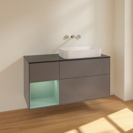 Тумба под раковину Villeroy & Boch Finion 120х50,1 см с подсветкой МДФ антрацит матовый лак/стекло черное матовое F682GMGK