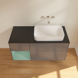 Тумба под раковину Villeroy & Boch Finion 120х50,1 см с подсветкой МДФ антрацит матовый лак/стекло черное матовое F682GMGK
