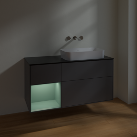 Тумба под раковину Villeroy & Boch Finion 120х50,1 см с подсветкой МДФ антрацит матовый лак/стекло черное матовое F682GMGK