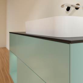 Тумба под раковину Villeroy & Boch Finion 120х50,1 см с подсветкой МДФ оливковый матовый лак/стекло черное матовое F682GMGM