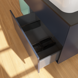 Тумба под раковину Villeroy & Boch Finion 120х50,1 см с подсветкой МДФ темно-синий матовый лак/стекло черное матовое F682GMHG