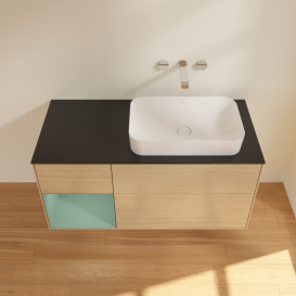 Тумба под раковину Villeroy & Boch Finion 120х50,1 см с подсветкой МДФ шпон дуба/стекло черное матовое F682GMPC