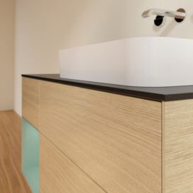 Тумба под раковину Villeroy & Boch Finion 120х50,1 см с подсветкой МДФ шпон дуба/стекло черное матовое F682GMPC