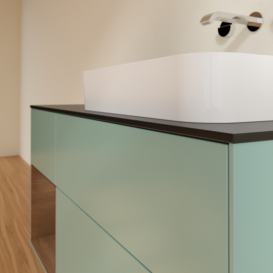 Тумба под раковину Villeroy & Boch Finion 120х50,1 см с подсветкой МДФ оливковый матовый лак/стекло черное матовое F682GNGM