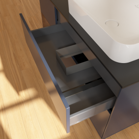 Тумба под раковину Villeroy & Boch Finion 120х50,1 см с подсветкой МДФ темно-синий матовый лак/стекло белое матовое F682GNHG