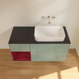 Тумба под раковину Villeroy & Boch Finion 120х50,1 см с подсветкой МДФ оливковый матовый лак/стекло черное матовое F682HBGM