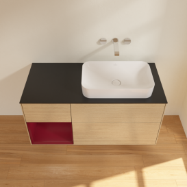 Тумба под раковину Villeroy & Boch Finion 120х50,1 см с подсветкой МДФ шпон дуба/стекло черное матовое F682HBPC