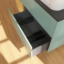 Тумба под раковину Villeroy & Boch Finion 120х50,1 см с подсветкой МДФ оливковый матовый лак/стекло черное матовое F682HFGM