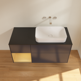 Тумба под раковину Villeroy & Boch Finion 120х50,1 см с подсветкой МДФ темно-синий матовый лак/стекло черное матовое F682HFHG