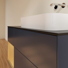 Тумба под раковину Villeroy & Boch Finion 120х50,1 см с подсветкой МДФ темно-синий матовый лак/стекло черное матовое F682HFHG