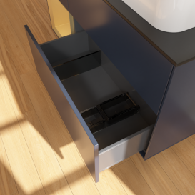 Тумба под раковину Villeroy & Boch Finion 120х50,1 см с подсветкой МДФ темно-синий матовый лак/стекло черное матовое F682HFHG