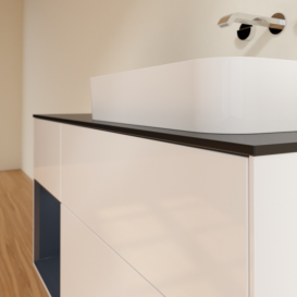 Тумба под раковину Villeroy & Boch Finion 120х50,1 см с подсветкой МДФ глянцевый белый лак/стекло черное матовое F682HGGF