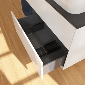 Тумба под раковину Villeroy & Boch Finion 120х50,1 см с подсветкой МДФ глянцевый белый лак/стекло черное матовое F682HGGF