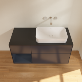 Тумба под раковину Villeroy & Boch Finion 120х50,1 см с подсветкой МДФ темно-синий матовый лак/стекло черное матовое F682HGHG