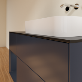 Тумба под раковину Villeroy & Boch Finion 120х50,1 см с подсветкой МДФ темно-синий матовый лак/стекло черное матовое F682HGHG