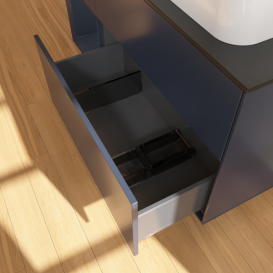 Тумба под раковину Villeroy & Boch Finion 120х50,1 см с подсветкой МДФ темно-синий матовый лак/стекло черное матовое F682HGHG