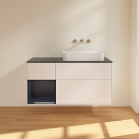 Тумба под раковину Villeroy & Boch Finion 120х50,1 см с подсветкой МДФ белый матовый лак/стекло черное матовое F682HGMT