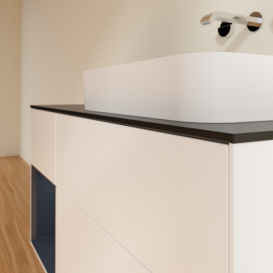 Тумба под раковину Villeroy & Boch Finion 120х50,1 см с подсветкой МДФ белый матовый лак/стекло черное матовое F682HGMT