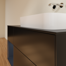 Тумба под раковину Villeroy & Boch Finion 120х50,1 см с подсветкой МДФ черный матовый лак/стекло черное матовое F682HGPD