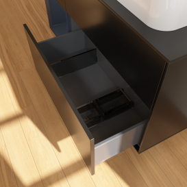 Тумба под раковину Villeroy & Boch Finion 120х50,1 см с подсветкой МДФ черный матовый лак/стекло черное матовое F682HGPD