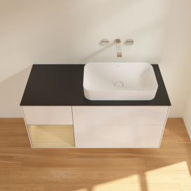 Тумба под раковину Villeroy & Boch Finion 120х50,1 см с подсветкой МДФ глянцевый белый лак/стекло черное матовое F682PCGF