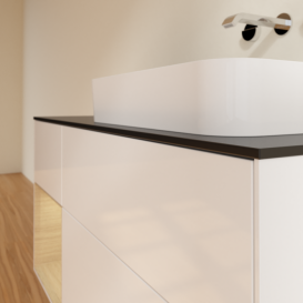 Тумба под раковину Villeroy & Boch Finion 120х50,1 см с подсветкой МДФ глянцевый белый лак/стекло черное матовое F682PCGF