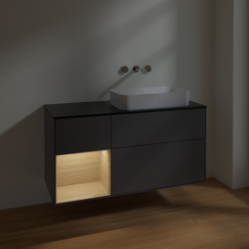 Тумба под раковину Villeroy & Boch Finion 120х50,1 см с подсветкой МДФ антрацит матовый лак/стекло черное матовое F682PCGK